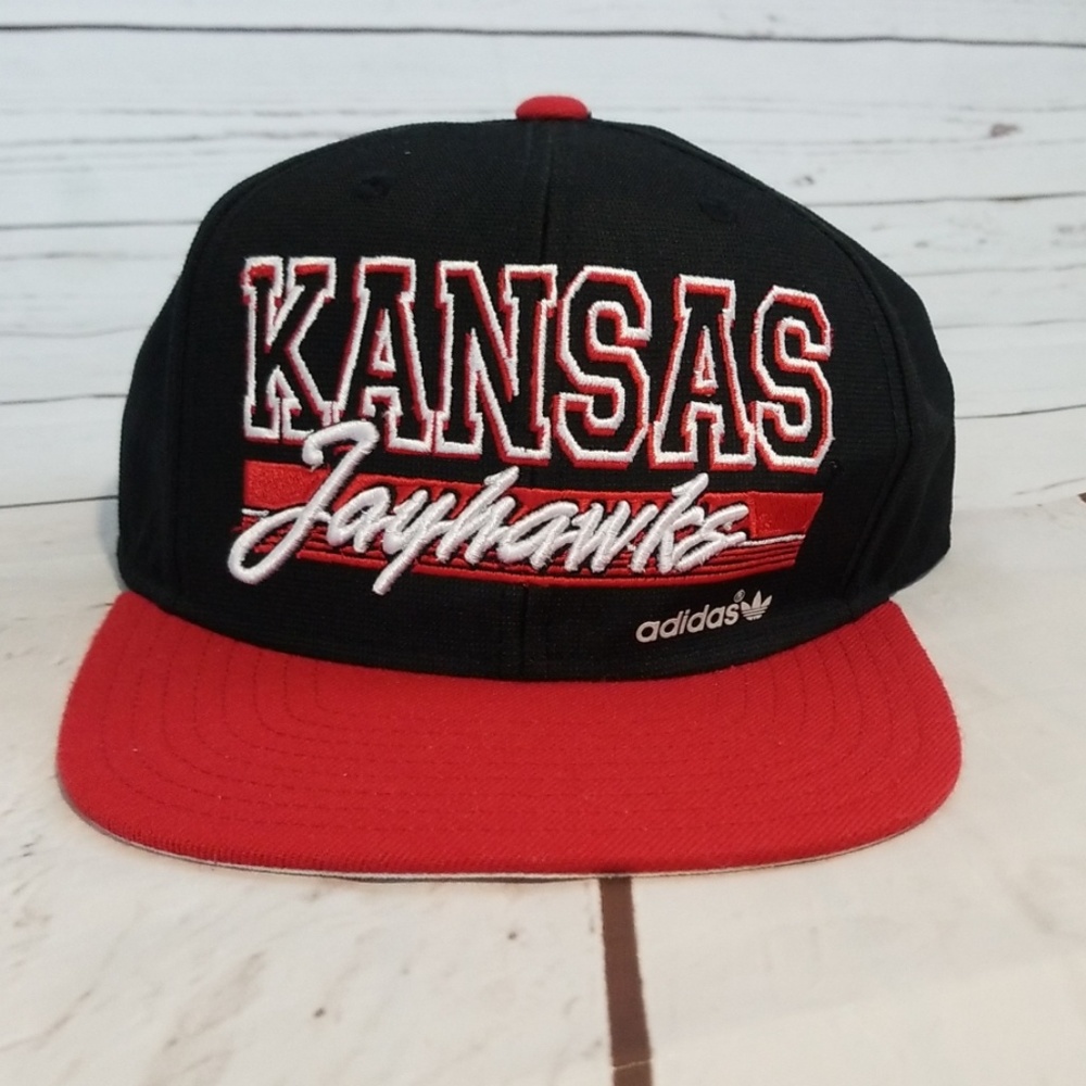 NWOT Adidas Kansas Jayhawks Black Red Adjustable